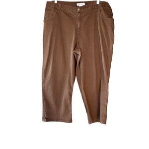 Women's Cherokee Brown Cotton Boyfriend  Capris 16